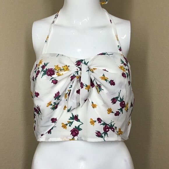 Leith Tie Front Crop Halter Tank (C1) - Picture 1 of 6